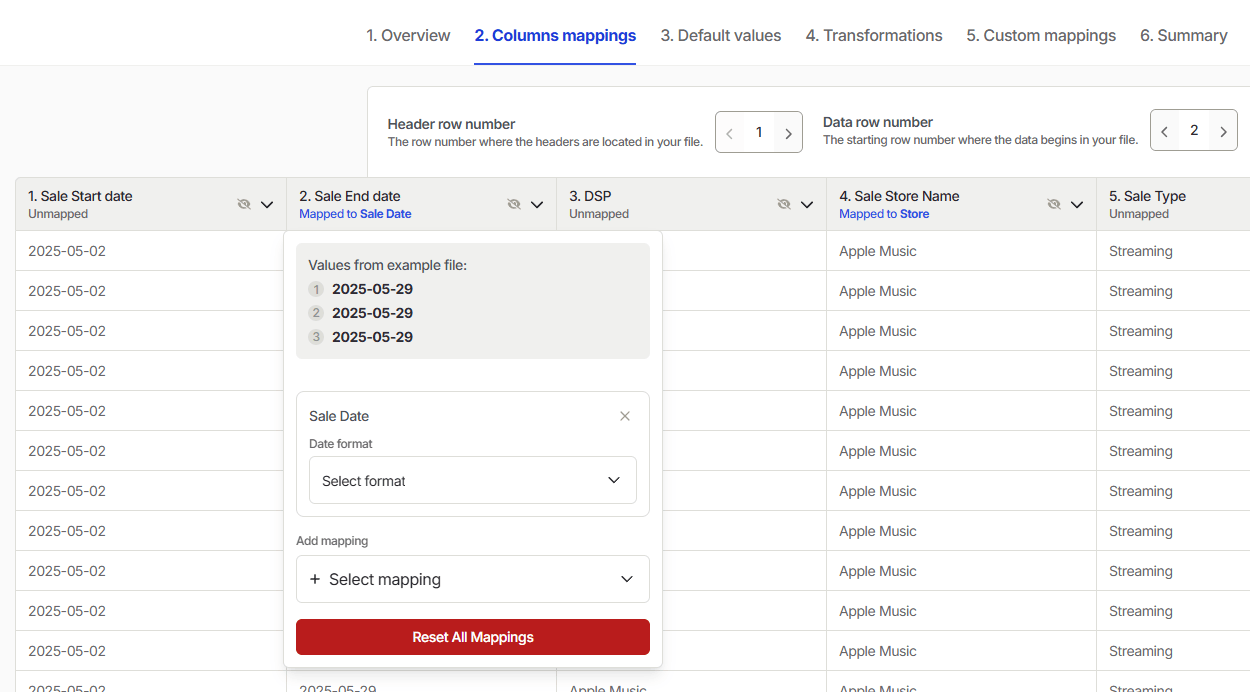 Qlero column mapping template builder